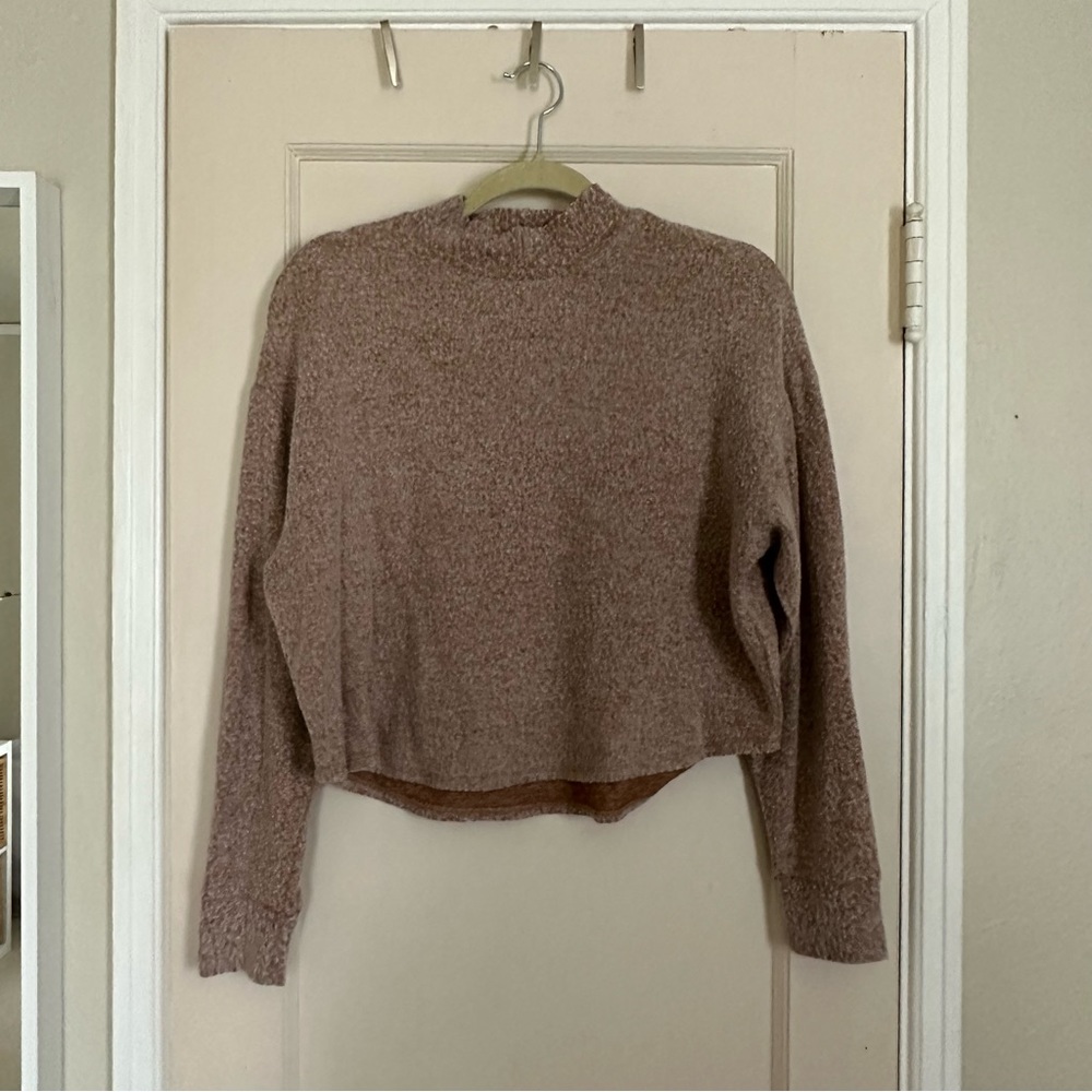 Nordstrom Socialite fuzzy brown mock neck sweater 🤎